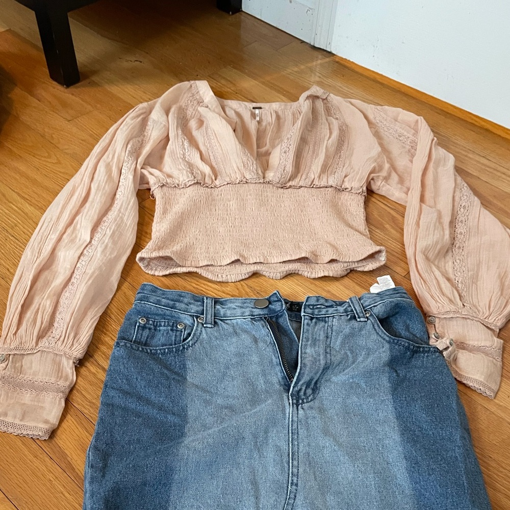 Free people light pink blouse